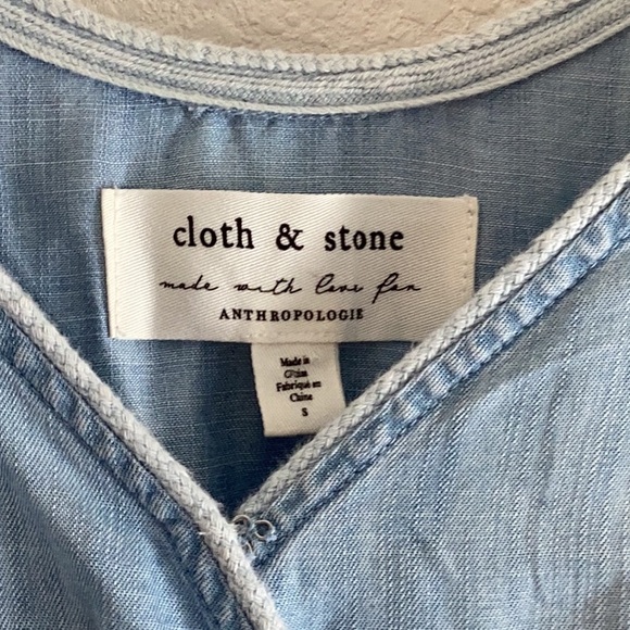 Cloth & Stone Anthropologie Light denim Blue Dress w/tie waist Size Small - Picture 2 of 8